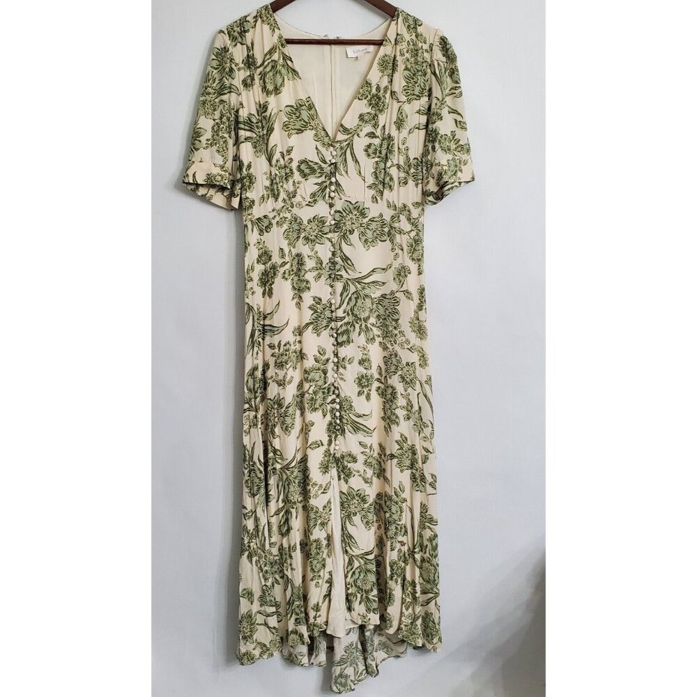 Bohme Green Cream Flutter Sleeve Sundress